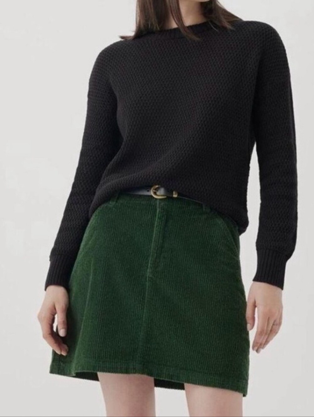 Pact Organic Cotton Classic Corduroy Skirt M Green Holiday Christmas Winter